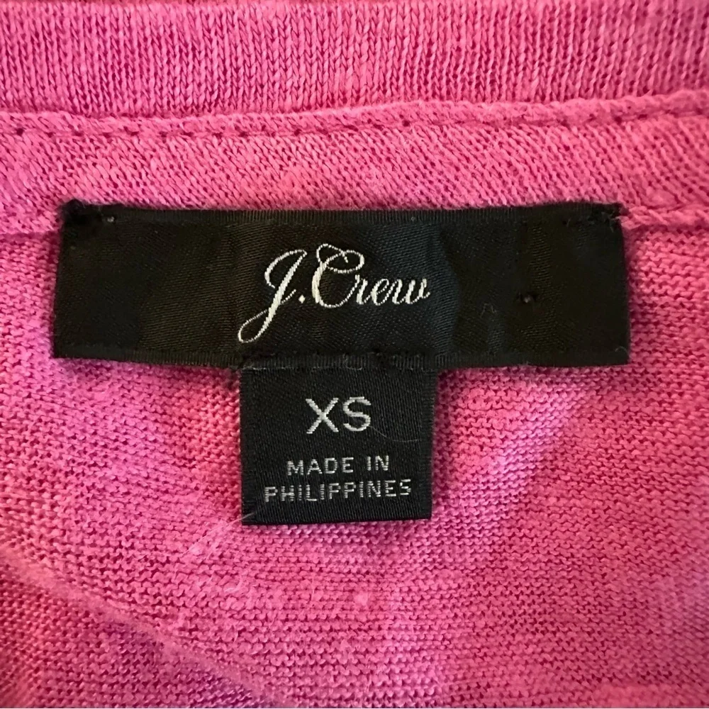 J. Crew 100% linen pink ruffle hem and back short sleeve top XS
